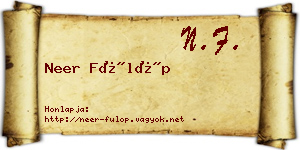 Neer Fülöp névjegykártya